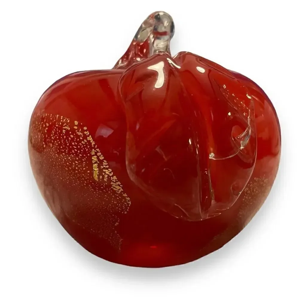 Red Apple Art Glass Paperweight